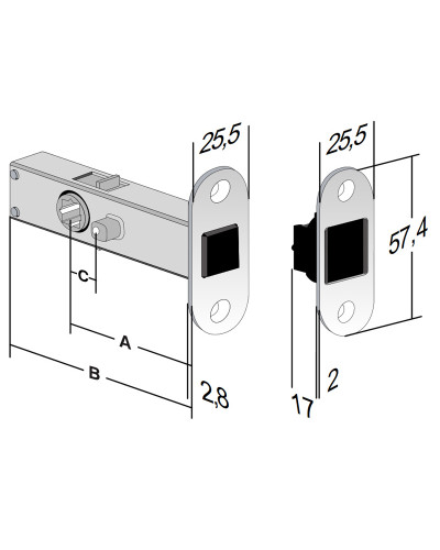 Furniture Bonaiti Mod. L55T (privacy) latch
